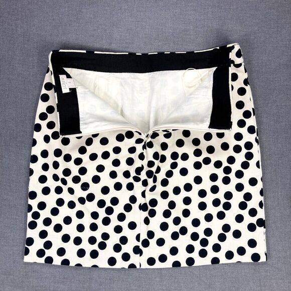 J. Crew Mini Skirt Womens 2 Cream Black Polka Dots High-Waisted Rockabilly Retro - Picture 6 of 12